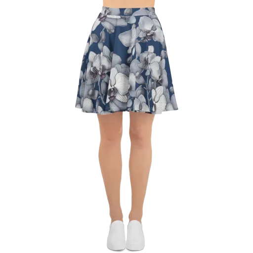 Blue Orchidarium on a Skater Skirt