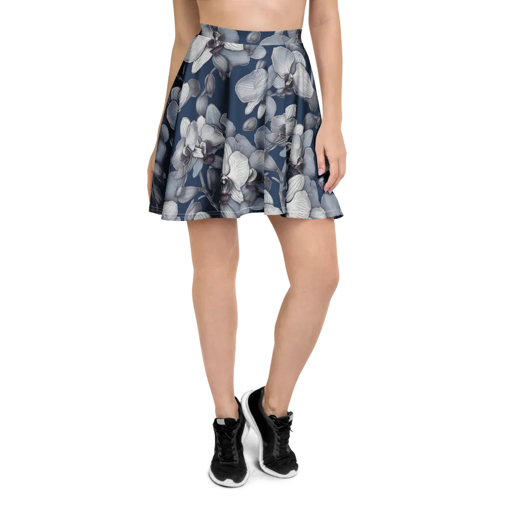 Blue Orchidarium on Skater Skirt — Front