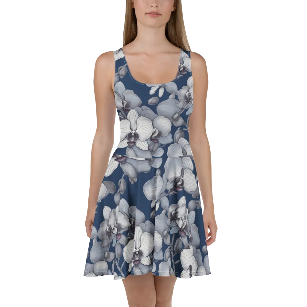 Blue Orchidarium on Skater Dress — Front