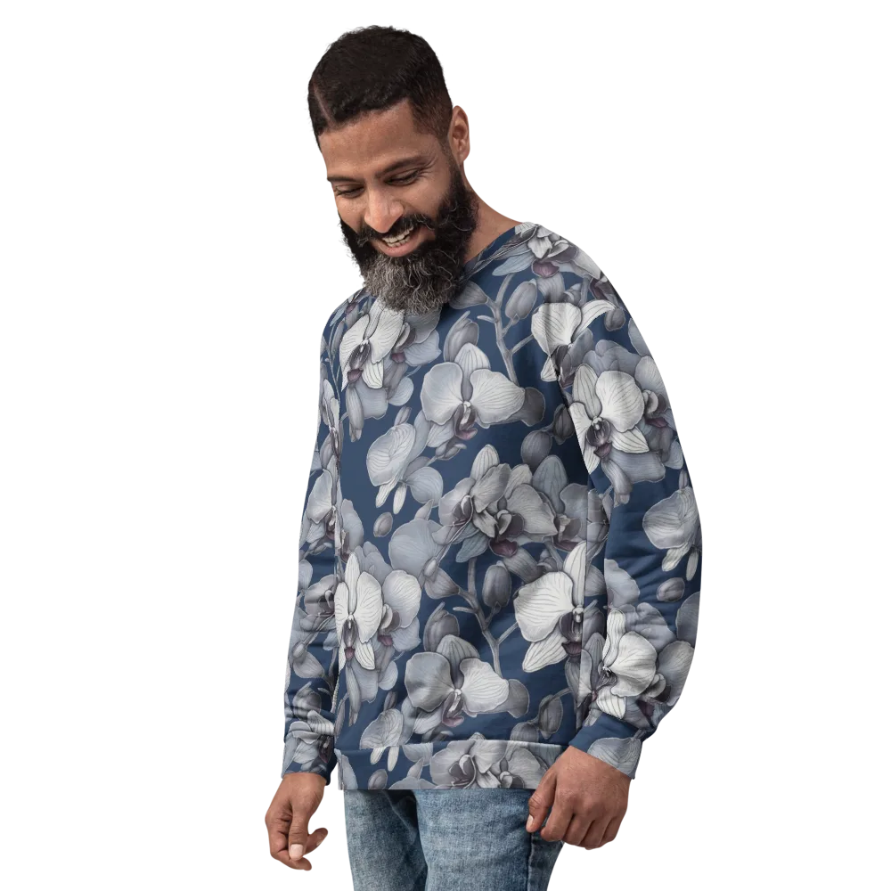 Blue Orchidarium on Sweatshirt — Left Front