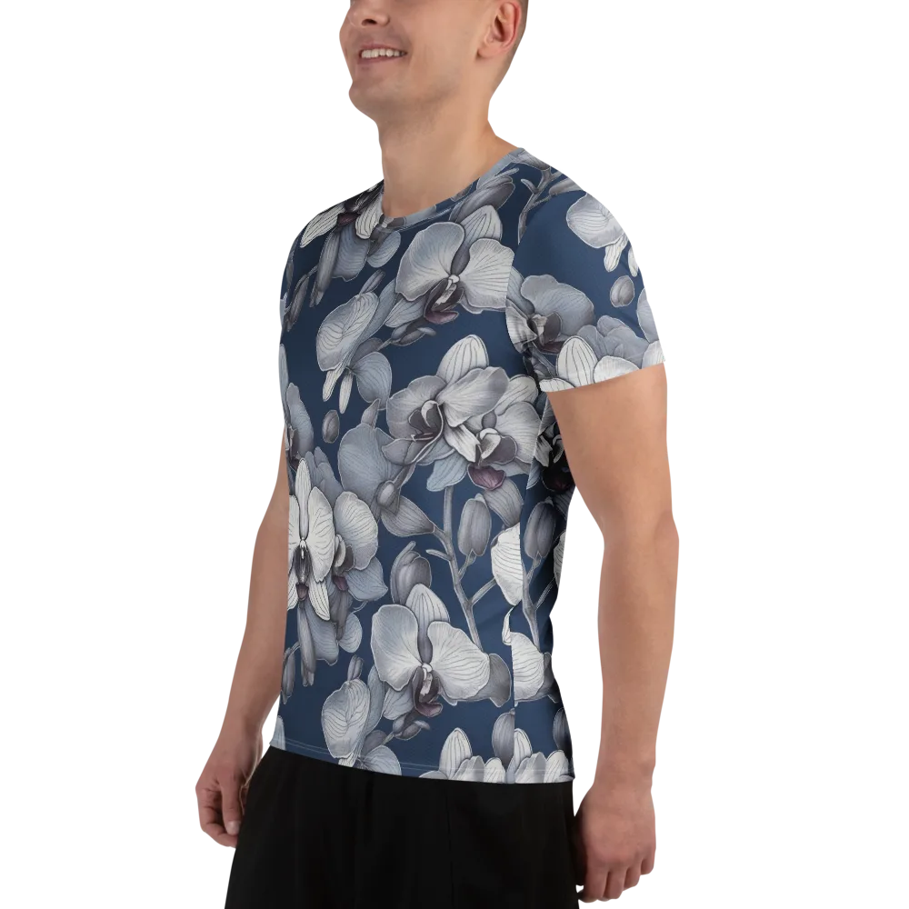 Blue Orchidarium on Men's Athletic T-Shirt — Left