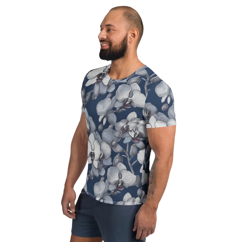 Blue Orchidarium on Men's Athletic T-Shirt — Left