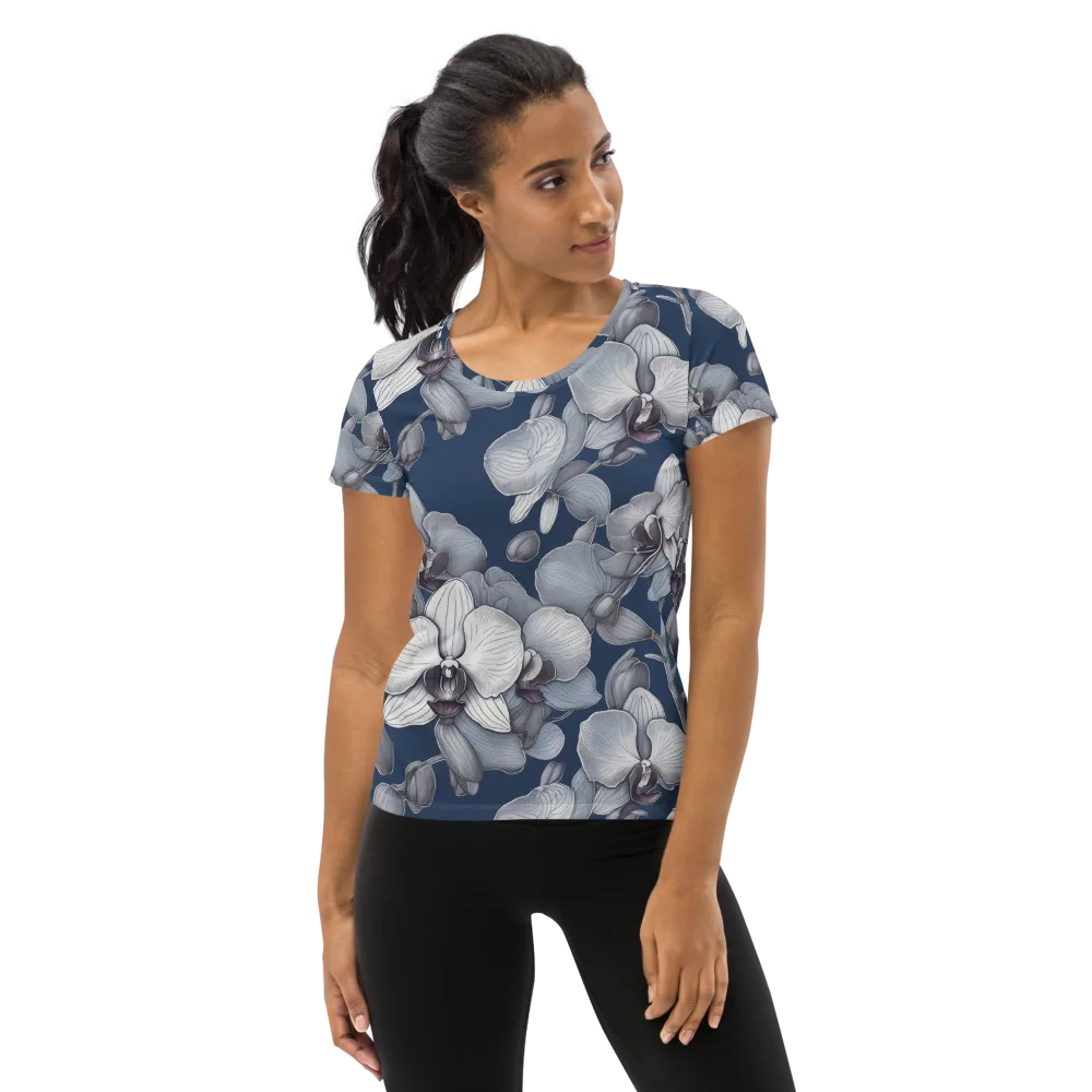 Blue Orchidarium on Women's Athletic T-Shirt — Front
