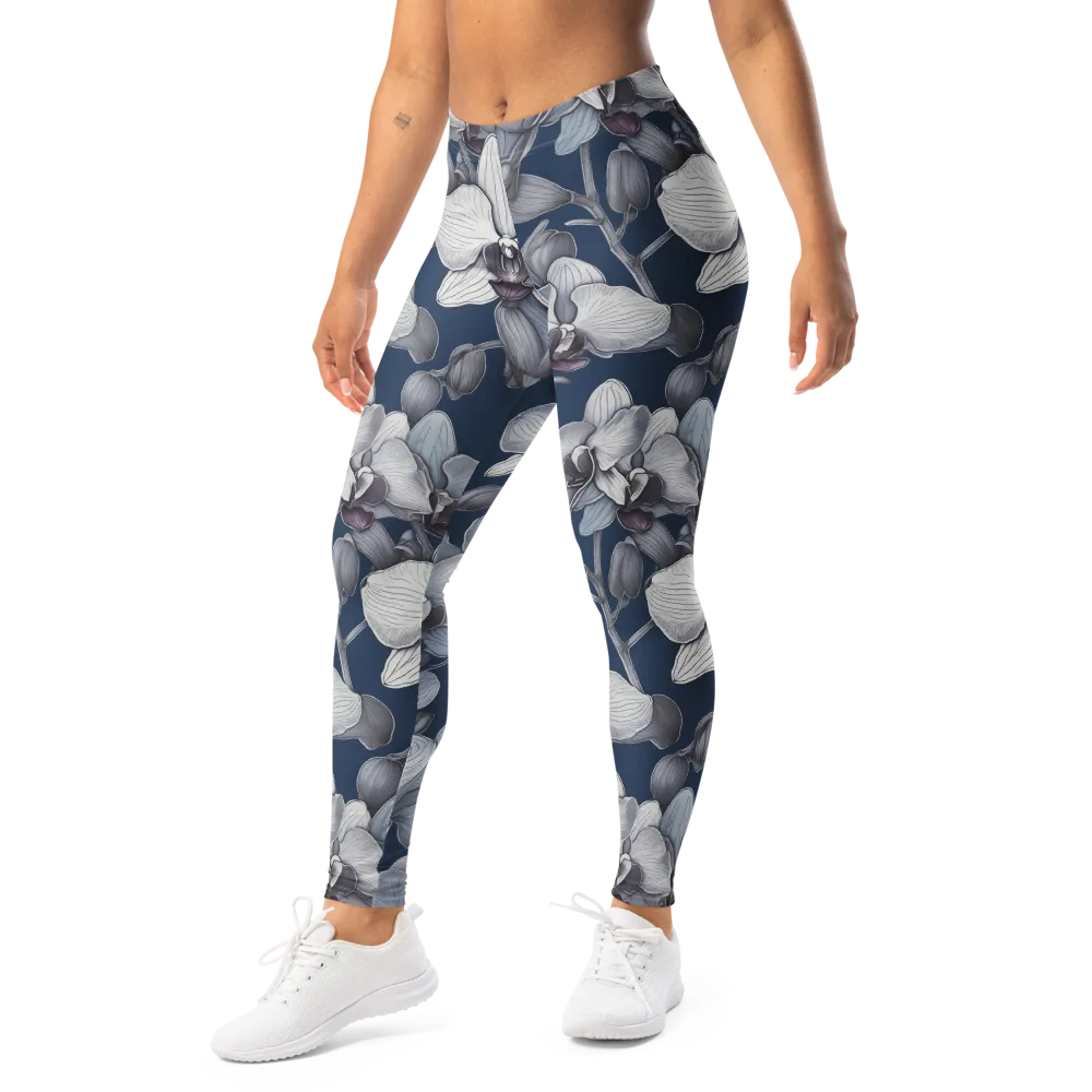 Blue Orchidarium on Leggings — Left Front