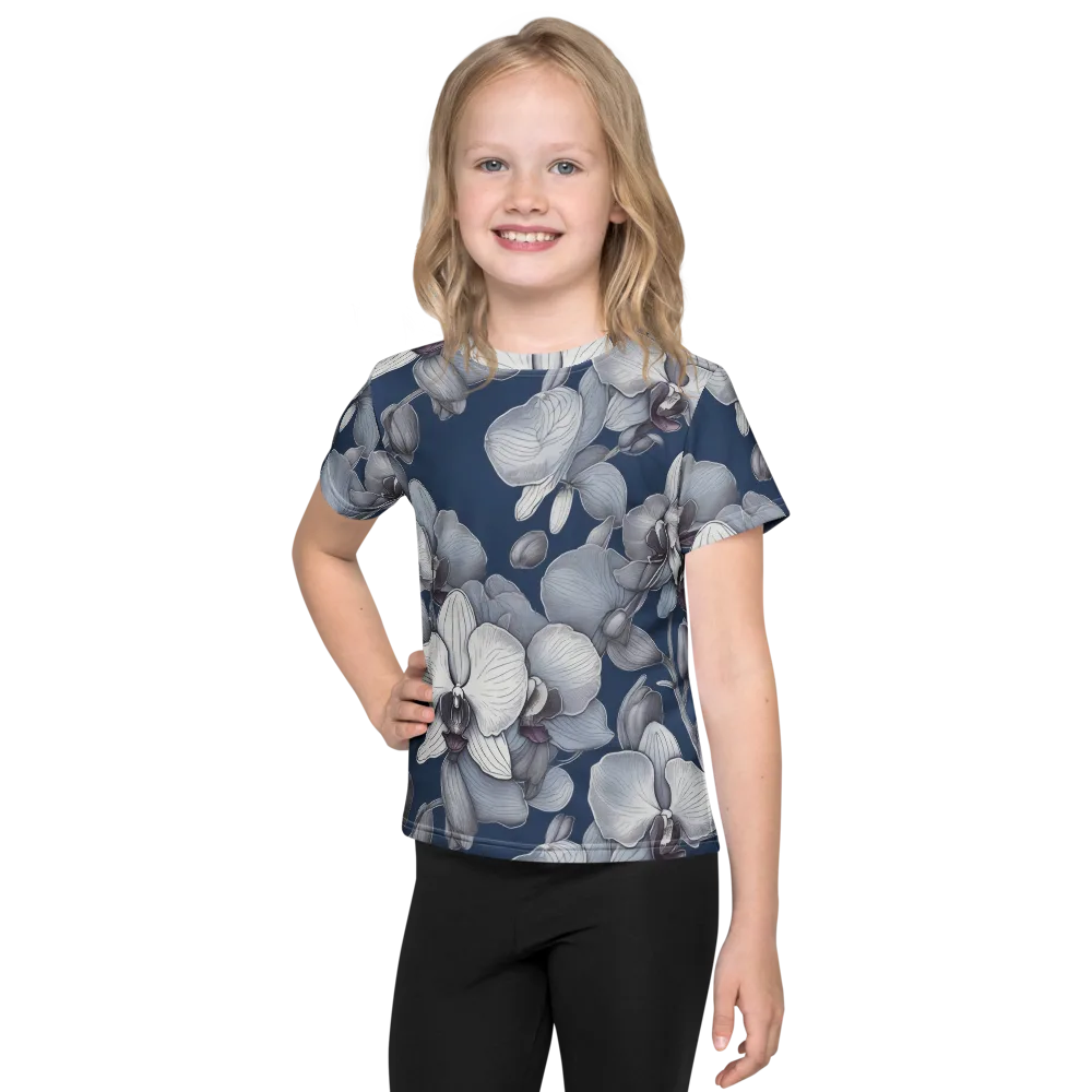 Blue Orchidarium on Kids Crew Neck T-Shirt — Front