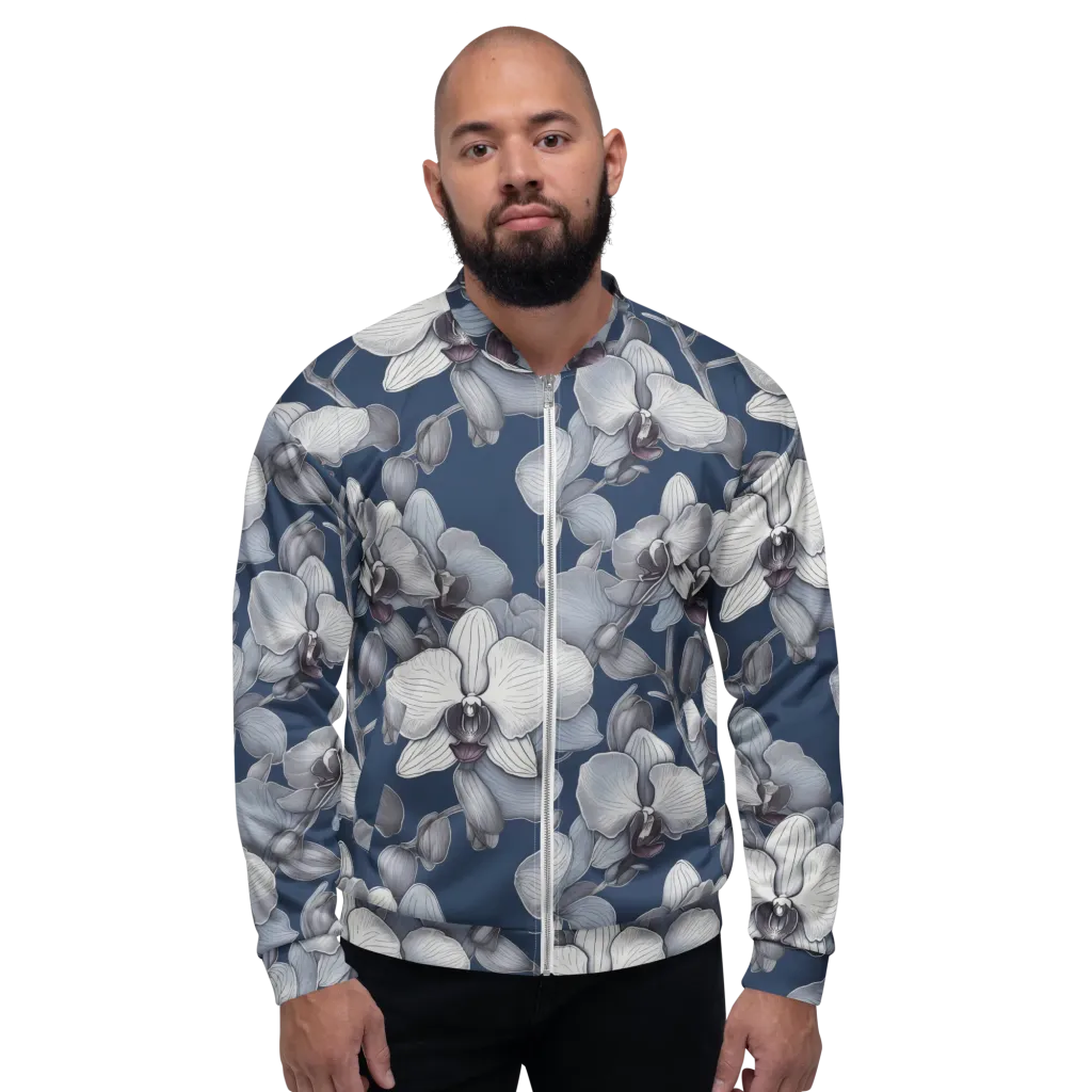 Blue Orchidarium on Bomber Jacket — Front