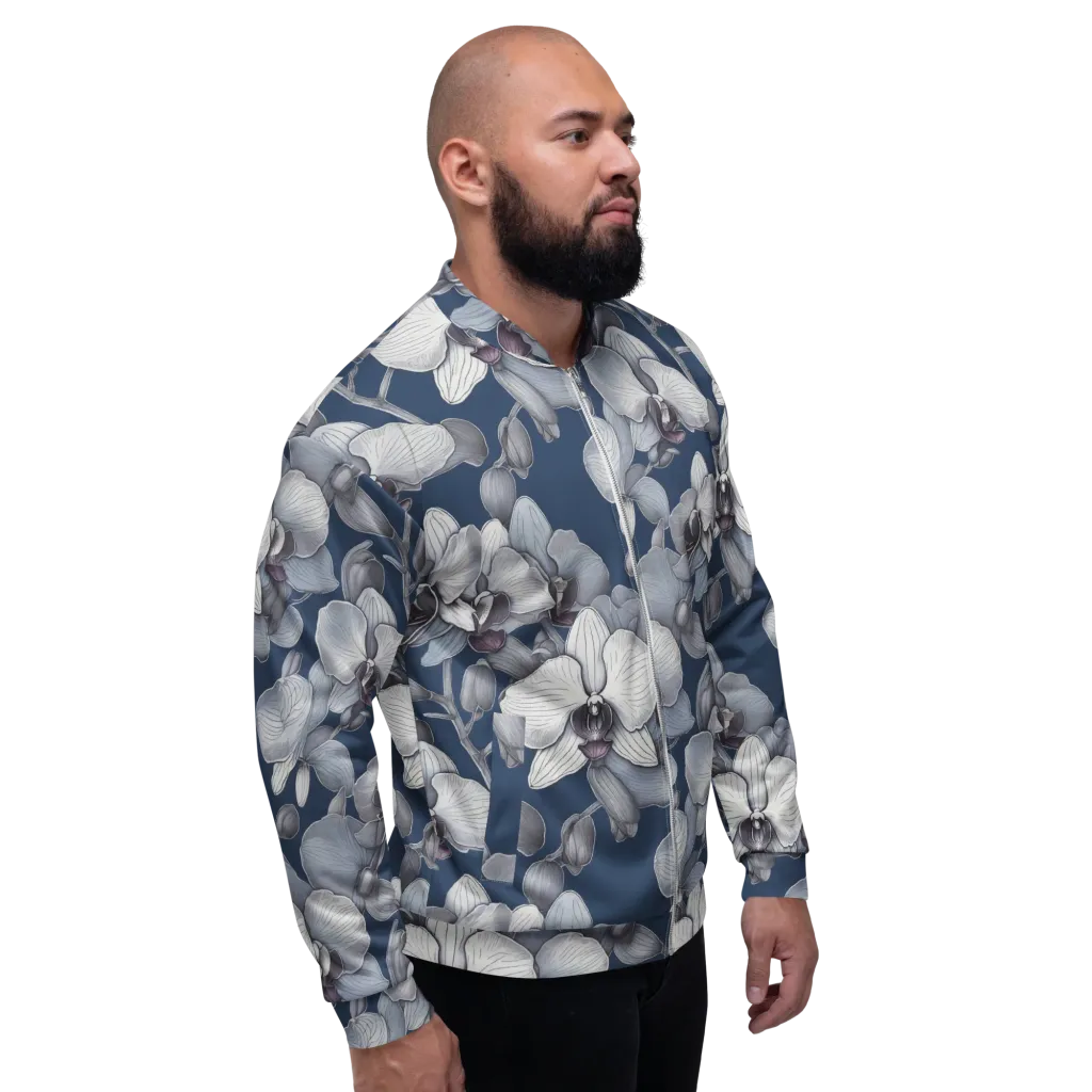 Blue Orchidarium on Bomber Jacket — Right