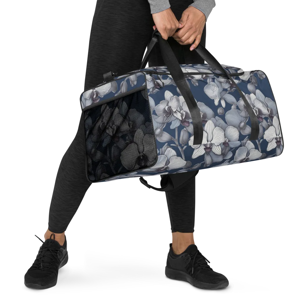 Blue Orchidarium on Duffle Bag — Right Front