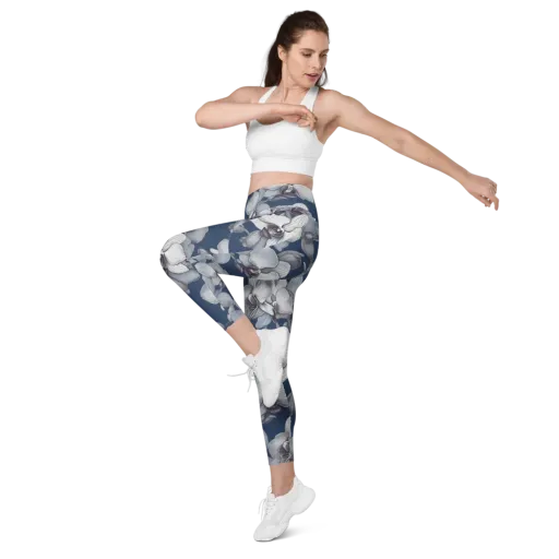 Blue Orchidarium on a Leggings with Pockets