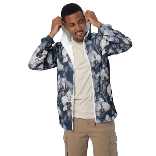 Blue Orchidarium on a Men's Windbreaker