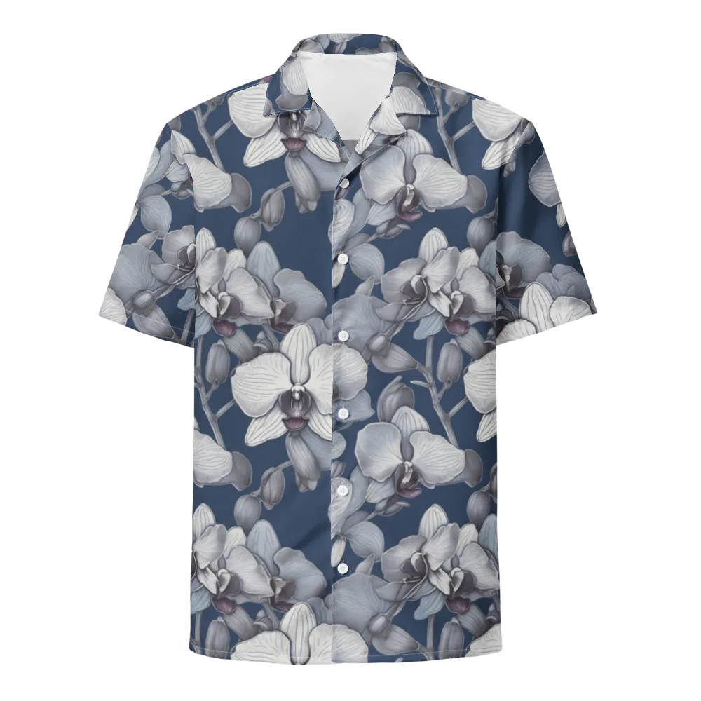 Blue Orchidarium on Button Shirt — Front