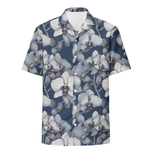 Blue Orchidarium on a Button Shirt