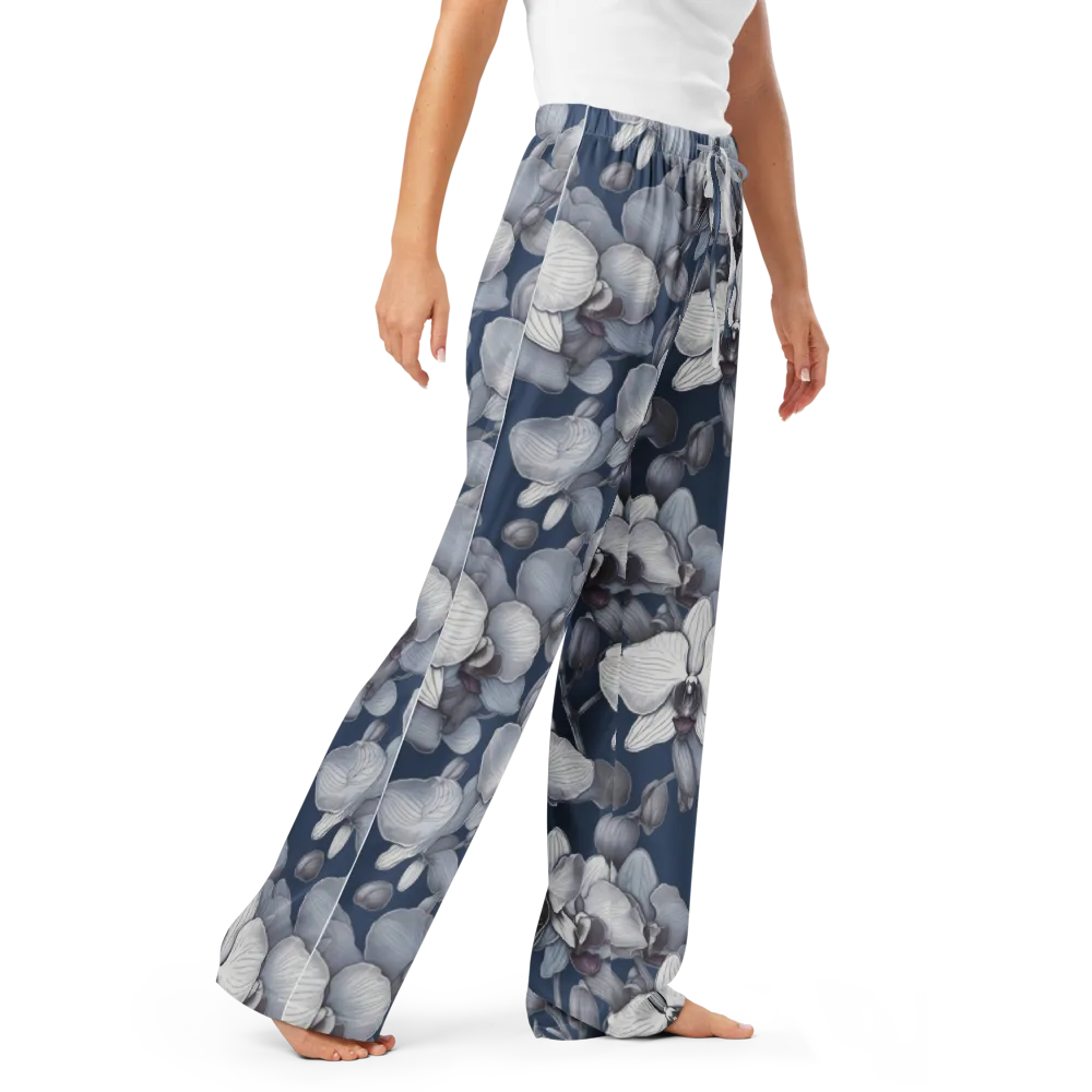 Blue Orchidarium on Women's Pajama Pants — Right Front