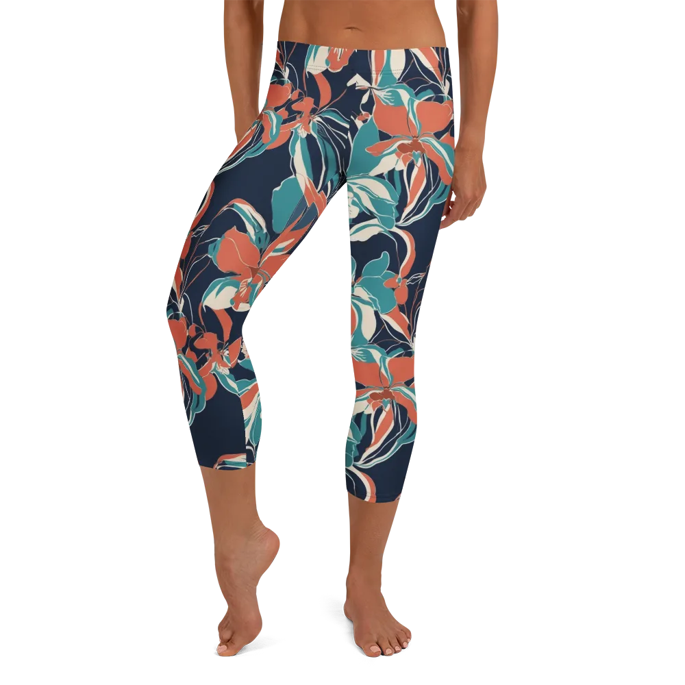 Tidal Blossoms on Capri Leggings — Front