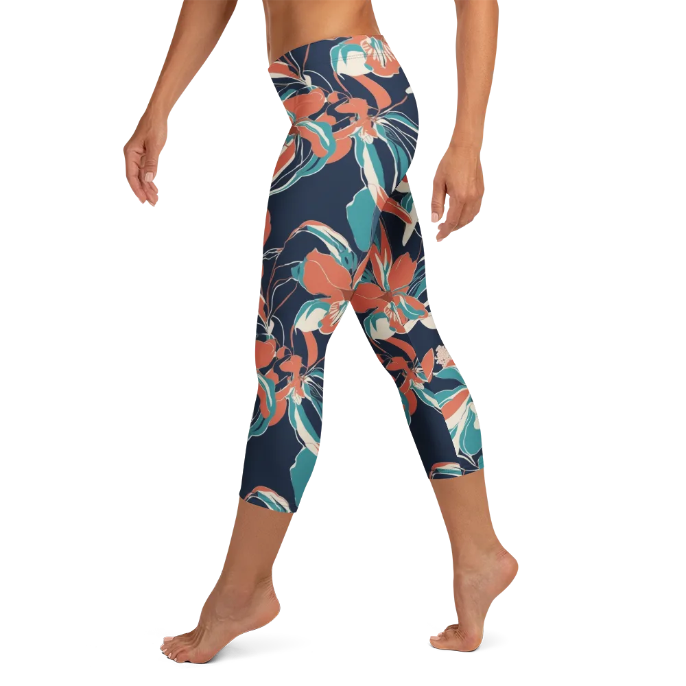 Tidal Blossoms on Capri Leggings — Left