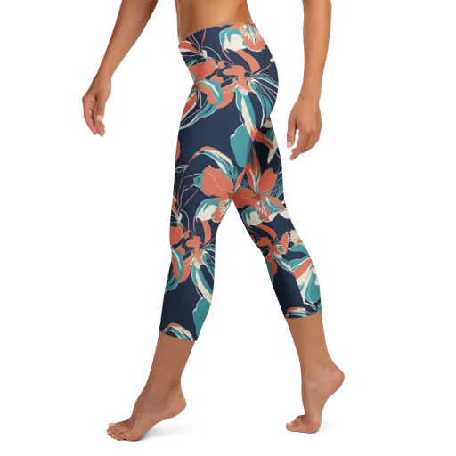 Tidal Blossoms on a Capri Leggings