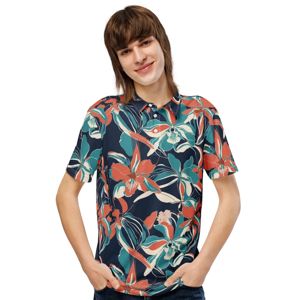 Tidal Blossoms on Men's Slim Fit Polo Shirt — Front
