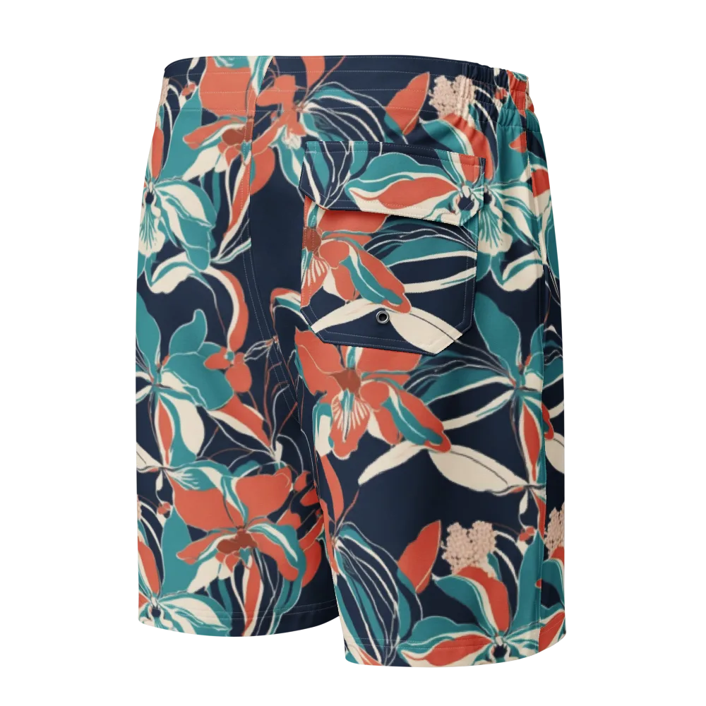 Tidal Blossoms on Men's Board Shorts — Back