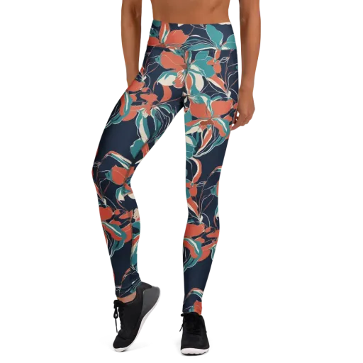 Tidal Blossoms on a Yoga Leggings