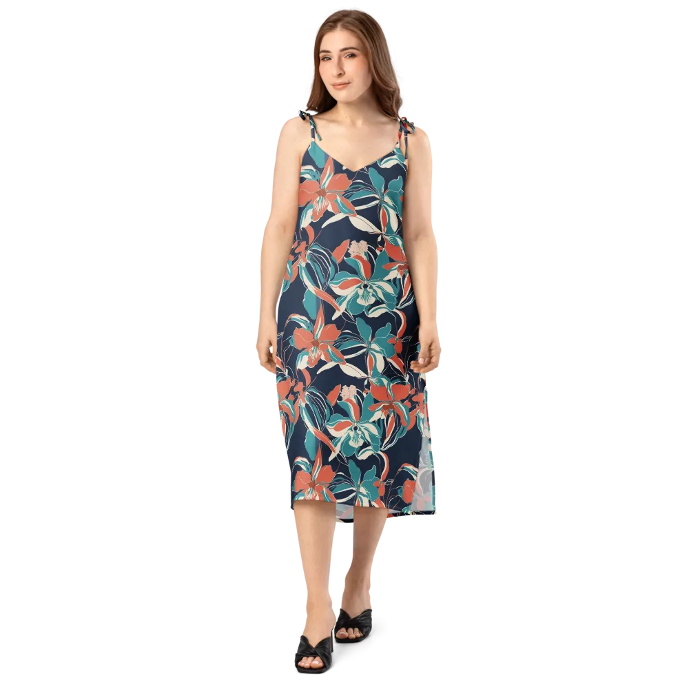 Tidal Blossoms on Slip Dress — Front