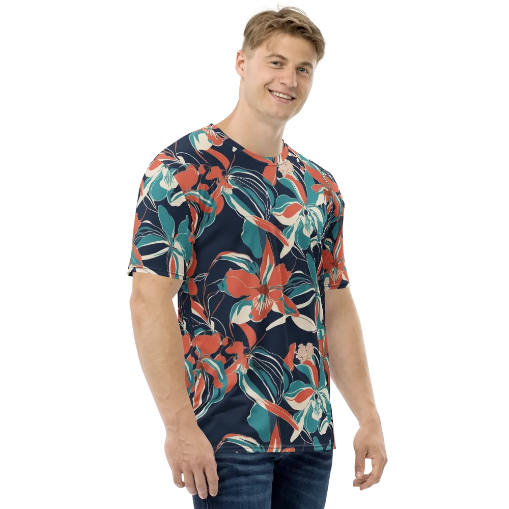 Tidal Blossoms on Men's Crew Neck T-Shirt — Right
