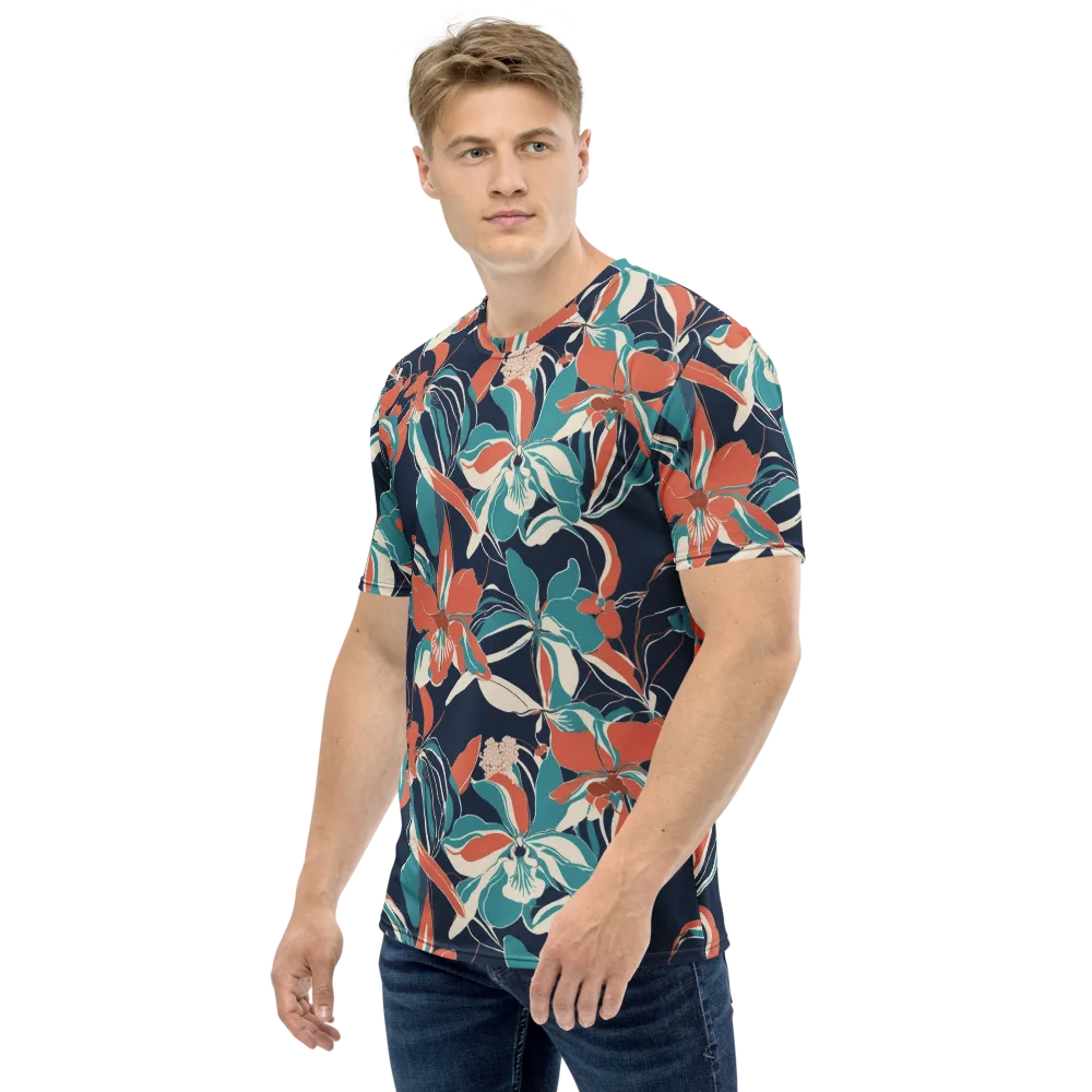 Tidal Blossoms on Men's Crew Neck T-Shirt — Left