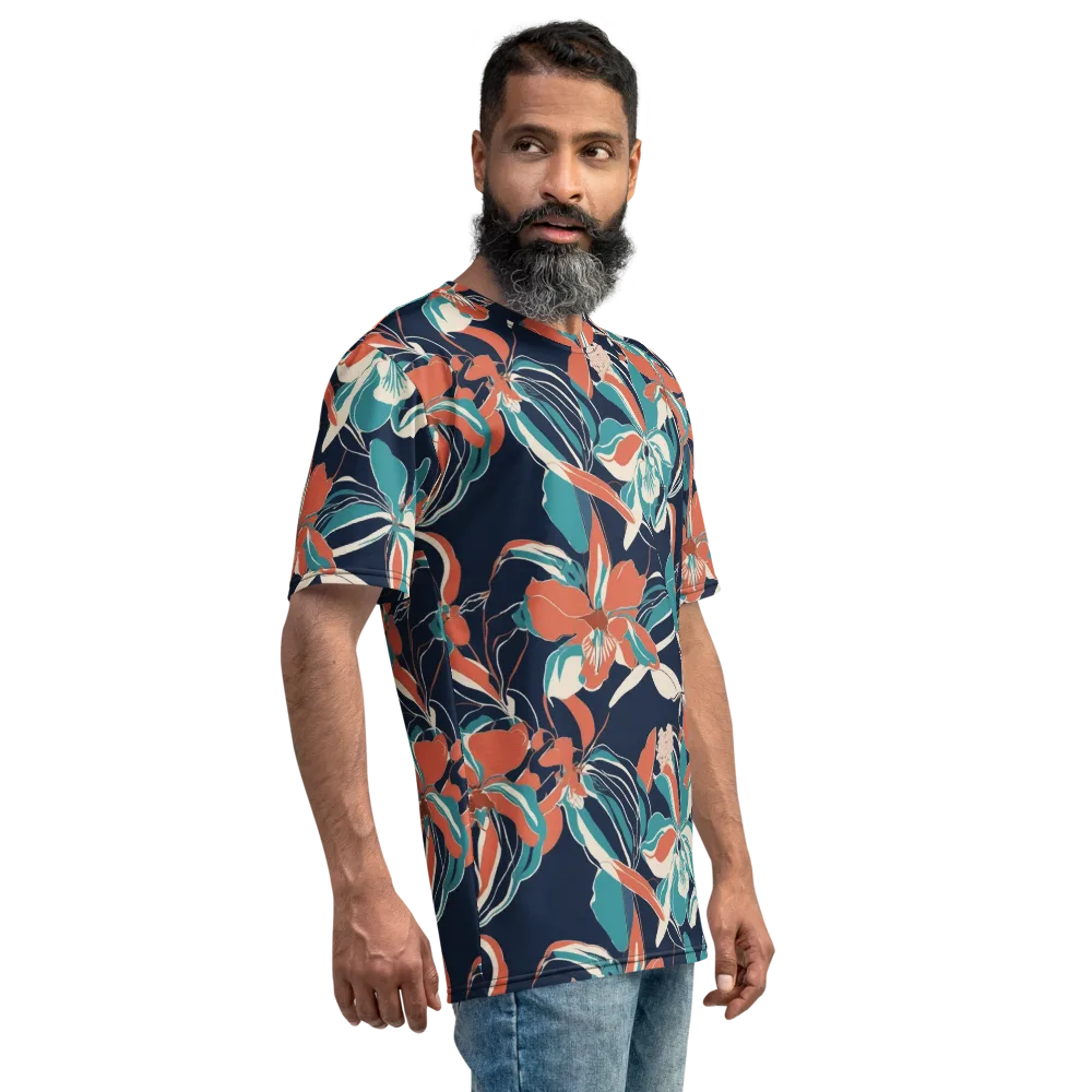 Tidal Blossoms on Men's Crew Neck T-Shirt — Right
