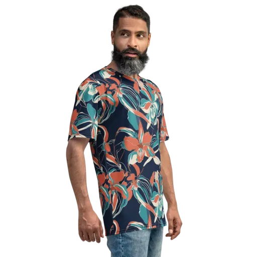 Tidal Blossoms on a Men's Crew Neck T-Shirt