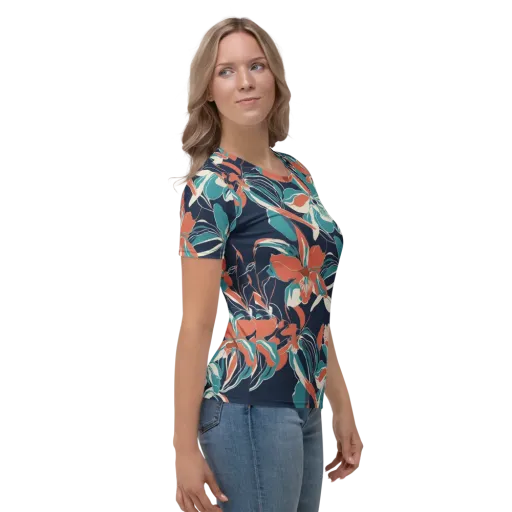 Tidal Blossoms on a Women's Crew Neck T-Shirt