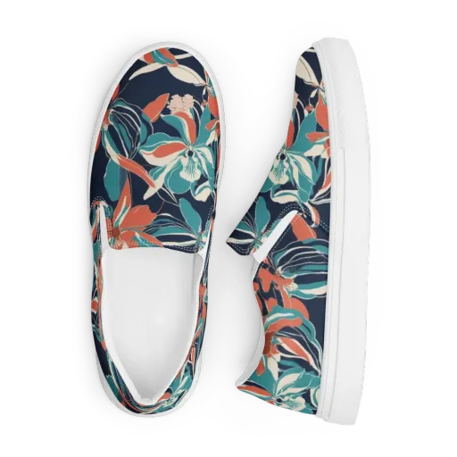 Tidal Blossoms on a Men's Slip-On Canvas Shoes