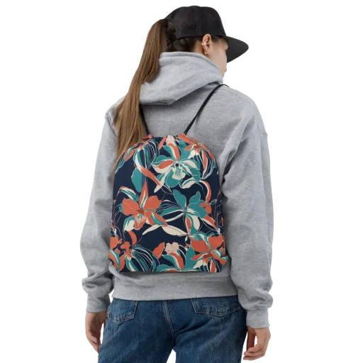 Tidal Blossoms on a Drawstring Bag