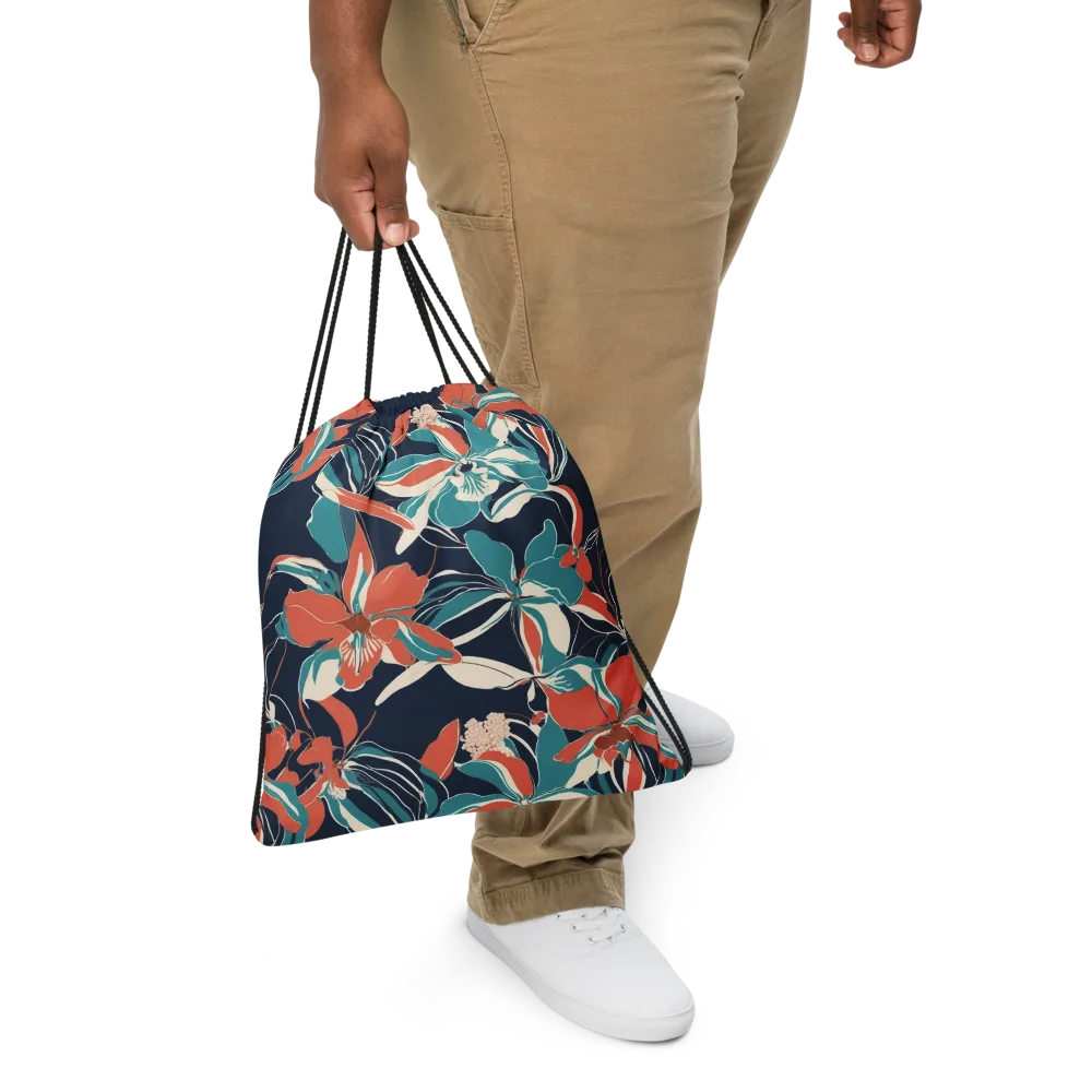Tidal Blossoms on Drawstring Bag — Front