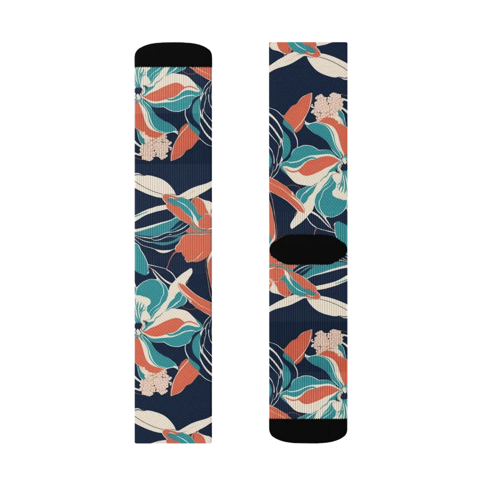 Tidal Blossoms on Socks — Right Sock