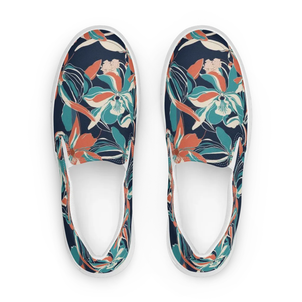 Tidal Blossoms on Women's Slip-On Canvas Shoes — Front