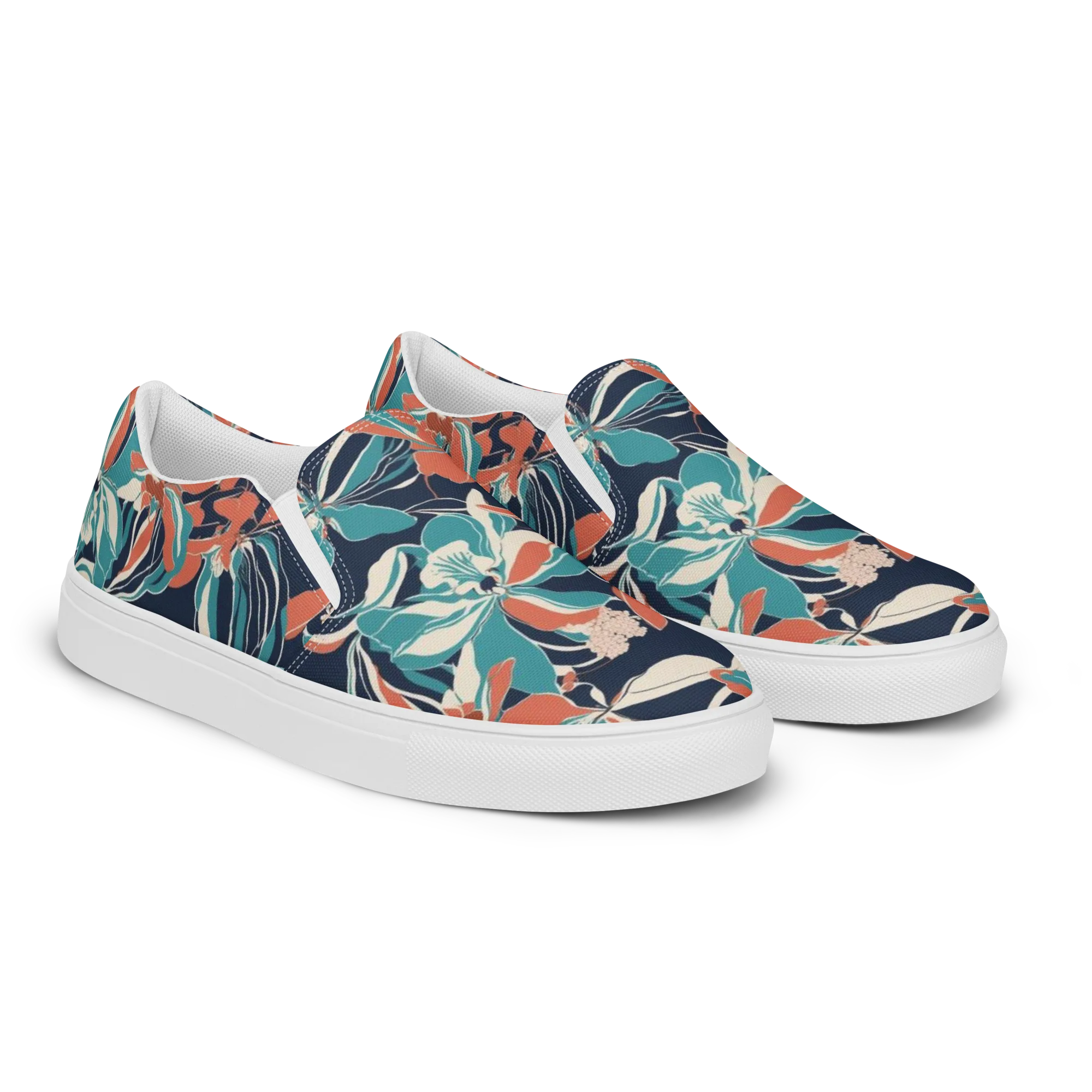 Tidal Blossoms on Women's Slip-On Canvas Shoes — Right Front