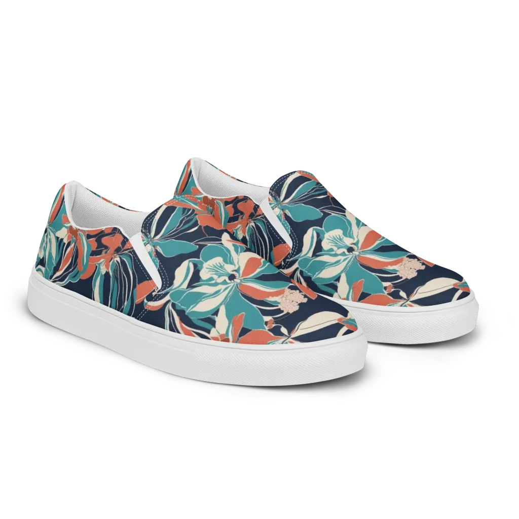 Tidal Blossoms on Women's Slip-On Canvas Shoes — Right Front