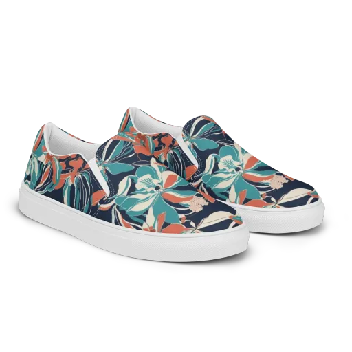 Tidal Blossoms on a Women's Slip-On Canvas Shoes