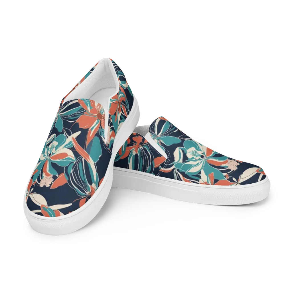 Tidal Blossoms on Women's Slip-On Canvas Shoes — Left Front