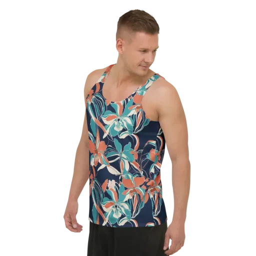 Tidal Blossoms on a Men's Tank Top
