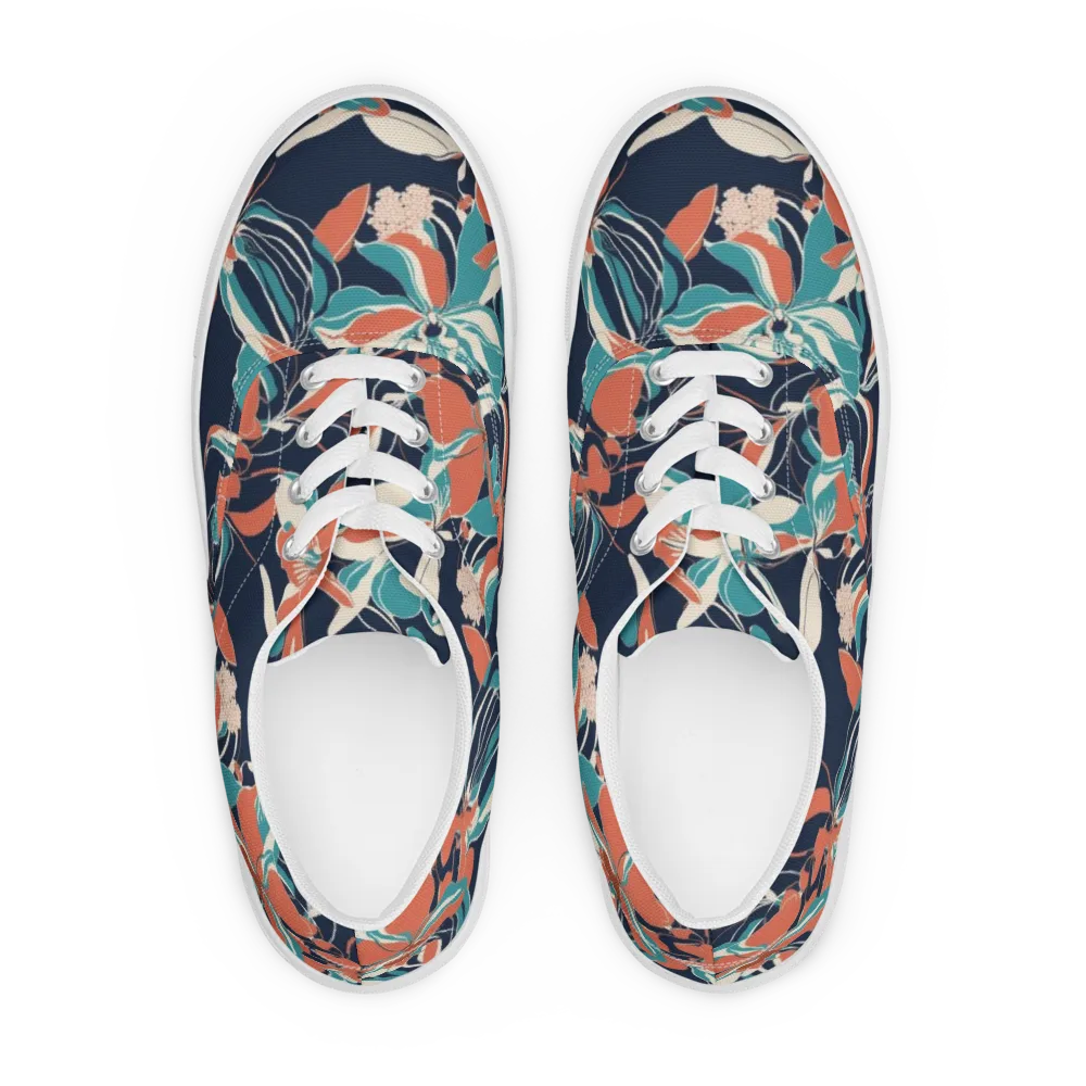 Tidal Blossoms on Men's Lace-Up Canvas Shoes — Front