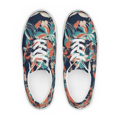 Tidal Blossoms on a Men's Lace-Up Canvas Shoes