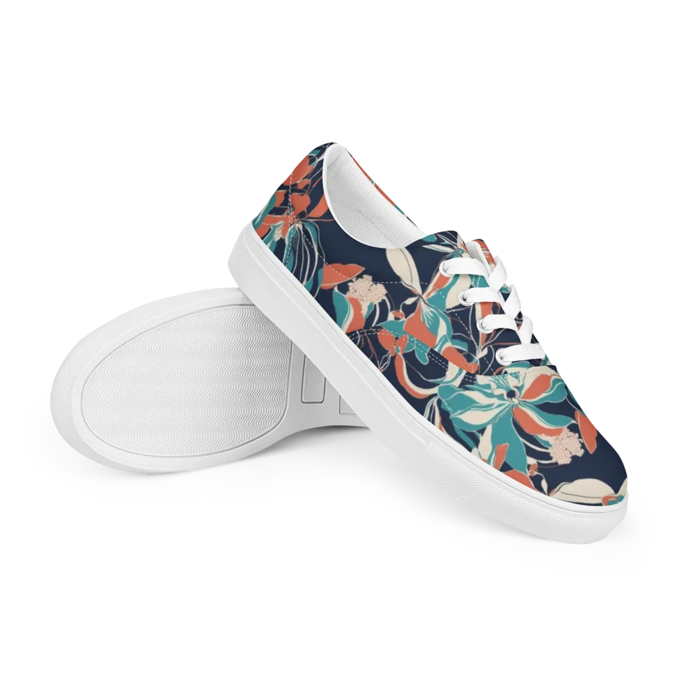 Tidal Blossoms on Men's Lace-Up Canvas Shoes — Right Front