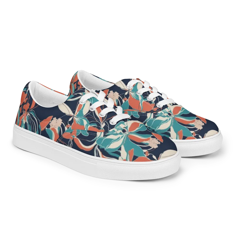 Tidal Blossoms on Men's Lace-Up Canvas Shoes — Right Front