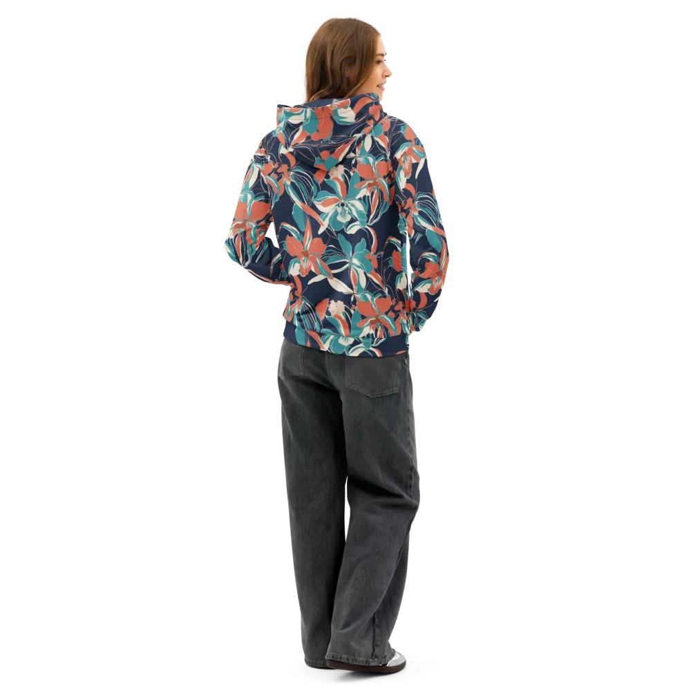 Tidal Blossoms on Cotton Hoodie — Back