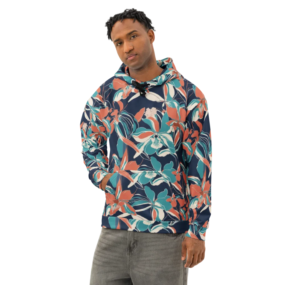 Tidal Blossoms on Cotton Hoodie — Left Front
