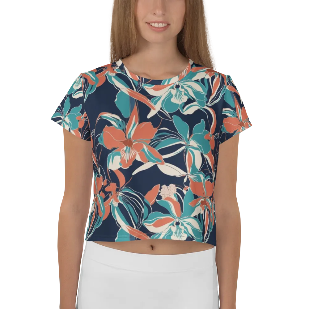 Tidal Blossoms on Crop Tee — Front