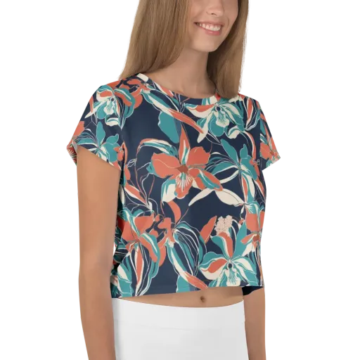 Tidal Blossoms on a Crop Tee