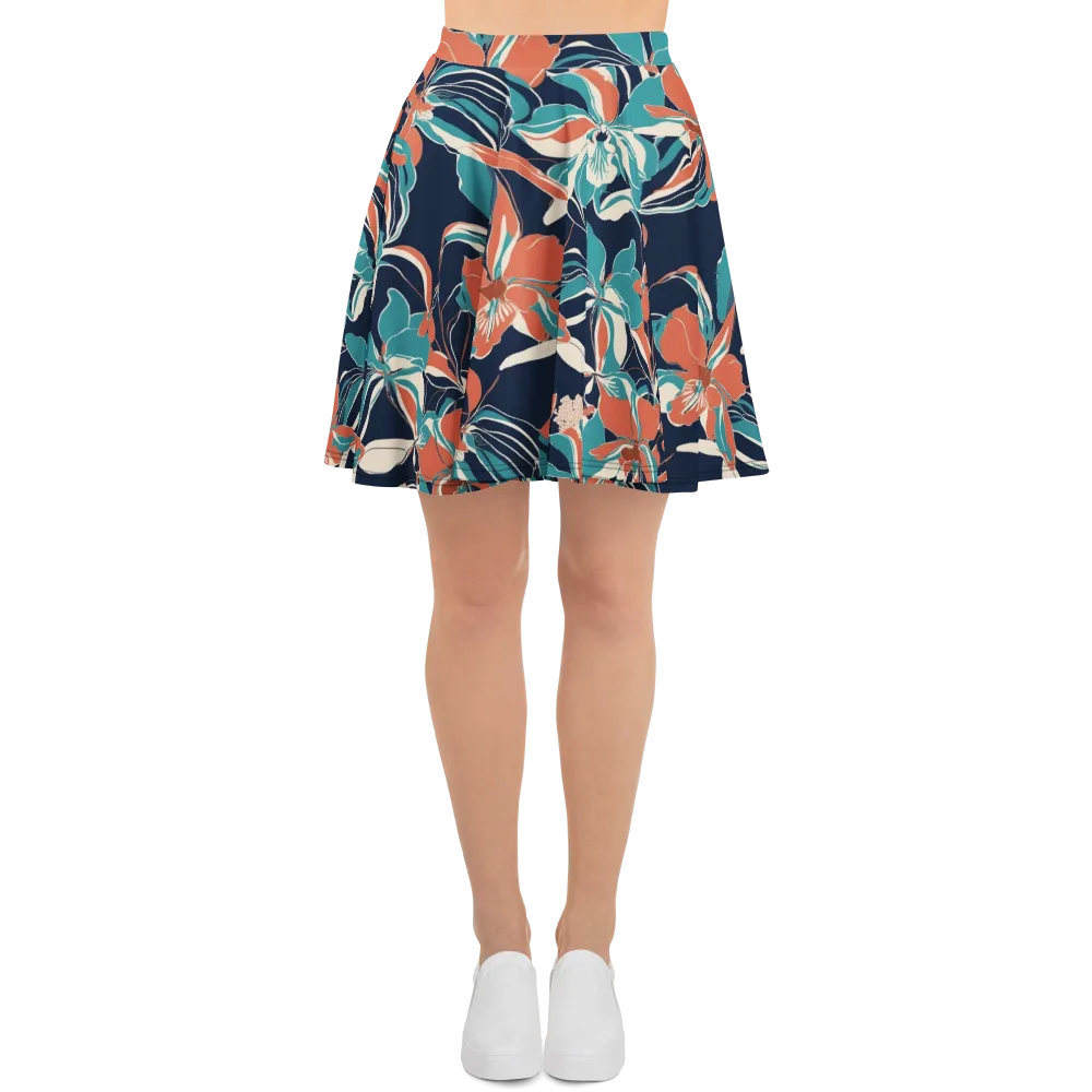 Tidal Blossoms on Skater Skirt — Front