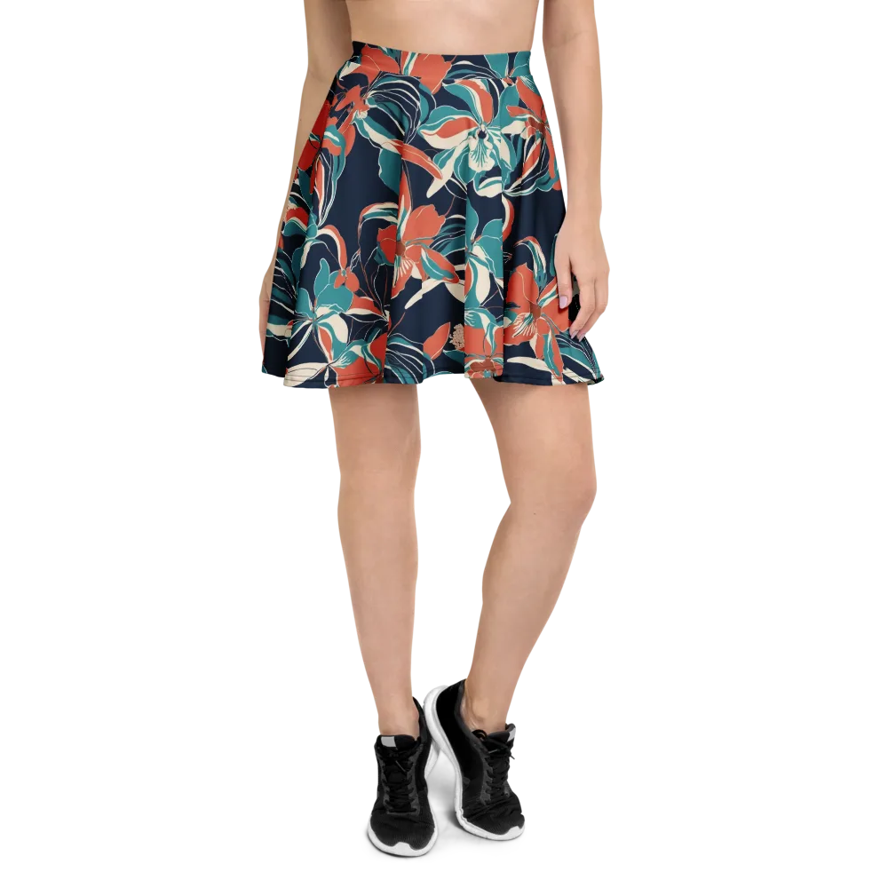 Tidal Blossoms on Skater Skirt — Front