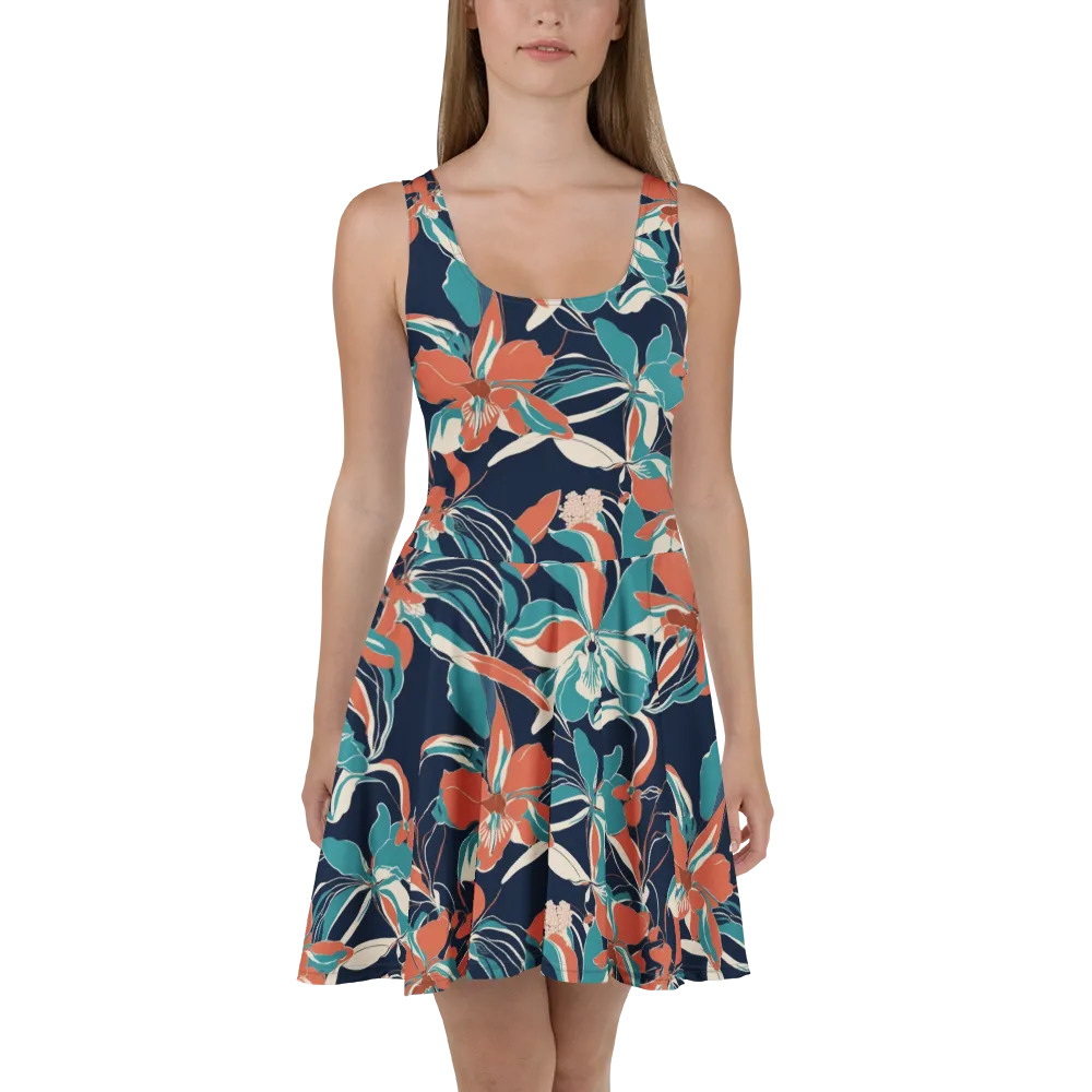 Tidal Blossoms on Skater Dress — Front